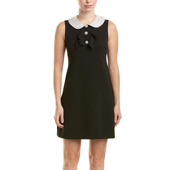 NWT Betsey Johnson Sleeveless Peter Pan Collar Mini Shift Dress Twee Size 10 - Picture 1 of 6